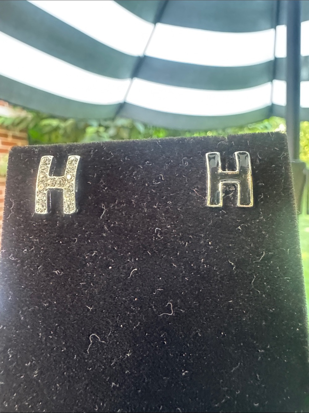 Earrings Silver 'H' Accent Studs - Classic
